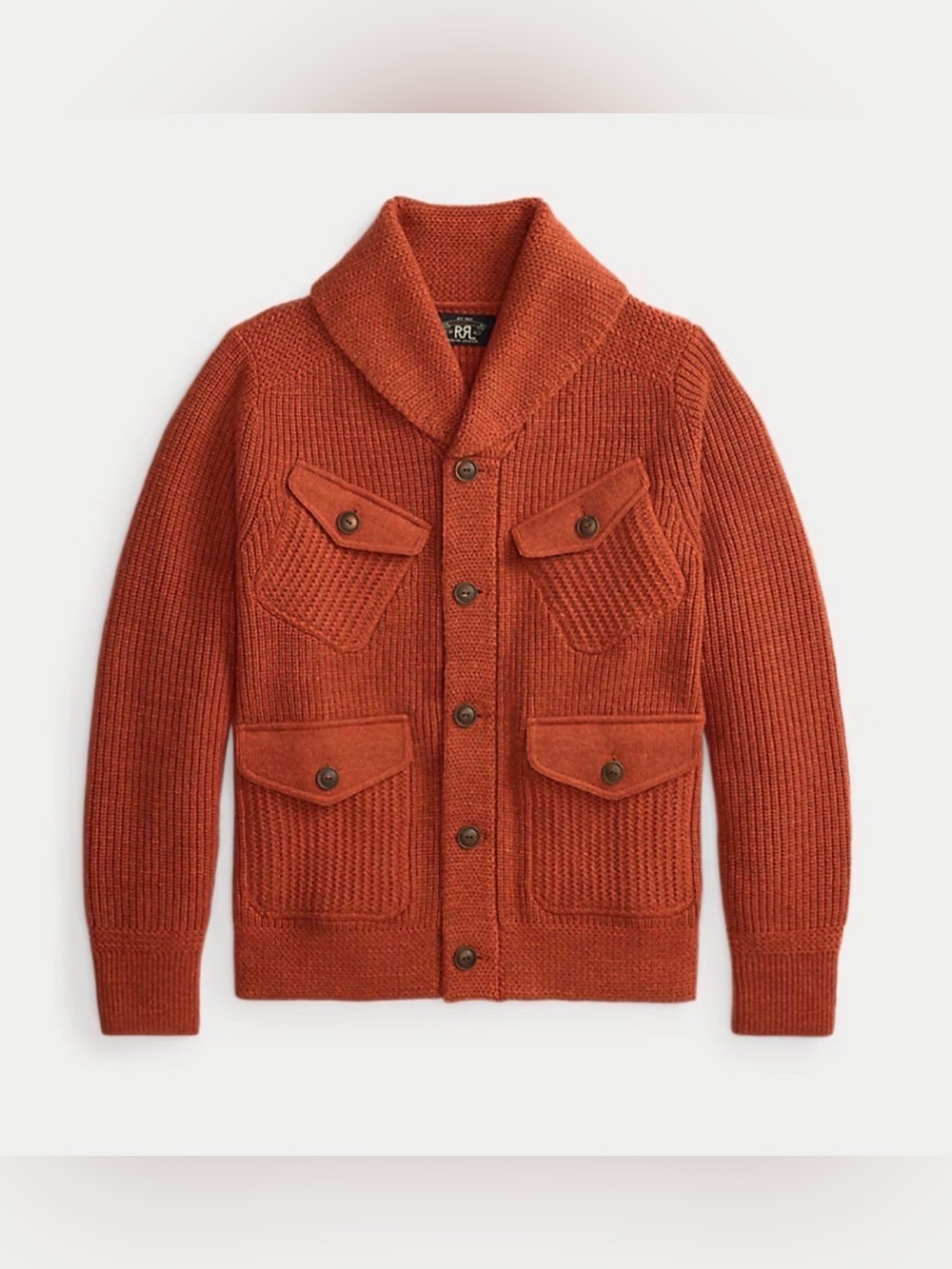 🍁Ralph Lauren RRL Men’s Wool-Cotton Shawl-Collar Cardigan🍁